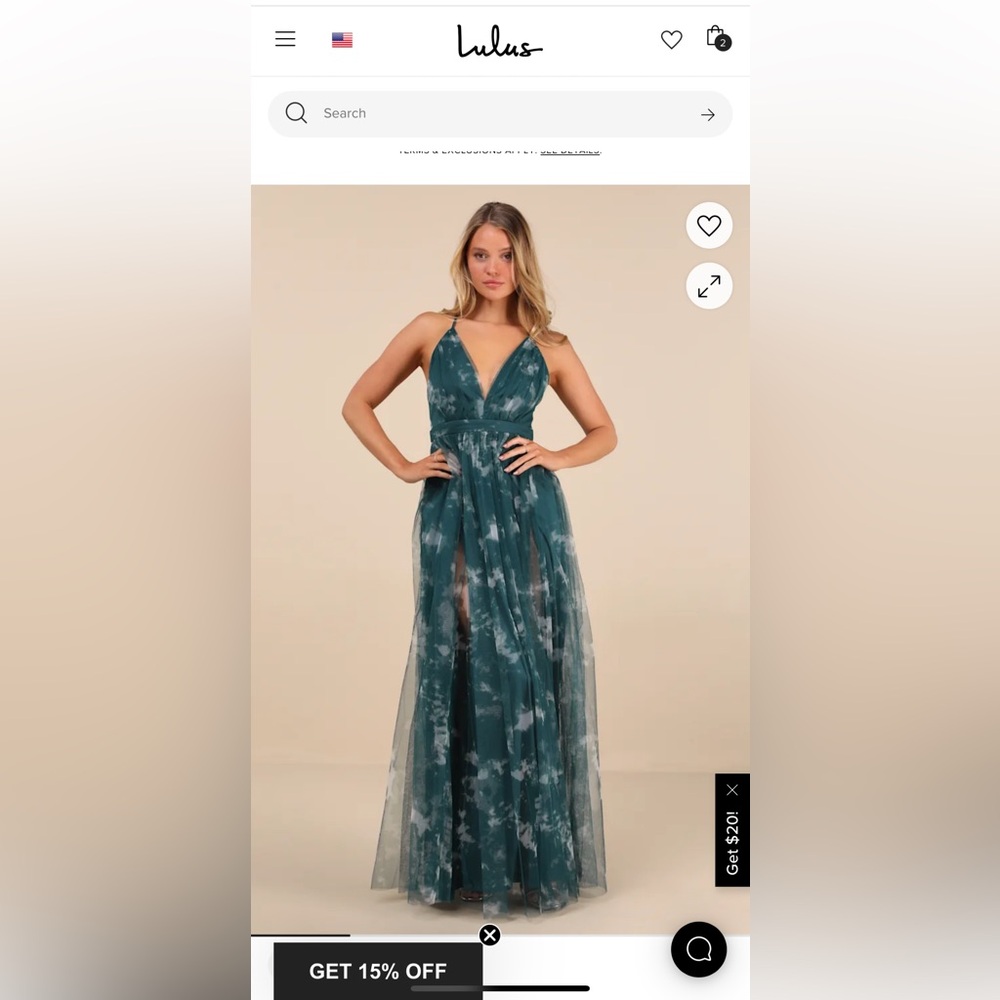 Lulu's Teal Floral Maxi Dress